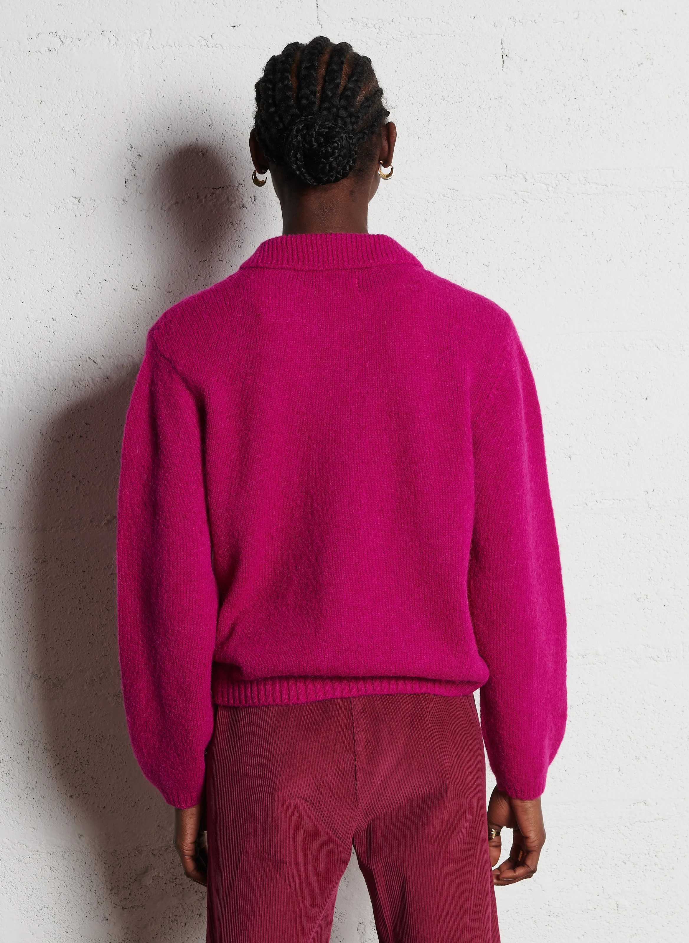 ANOUK - Gilet col classique droit en alpaga mélangé | Rose