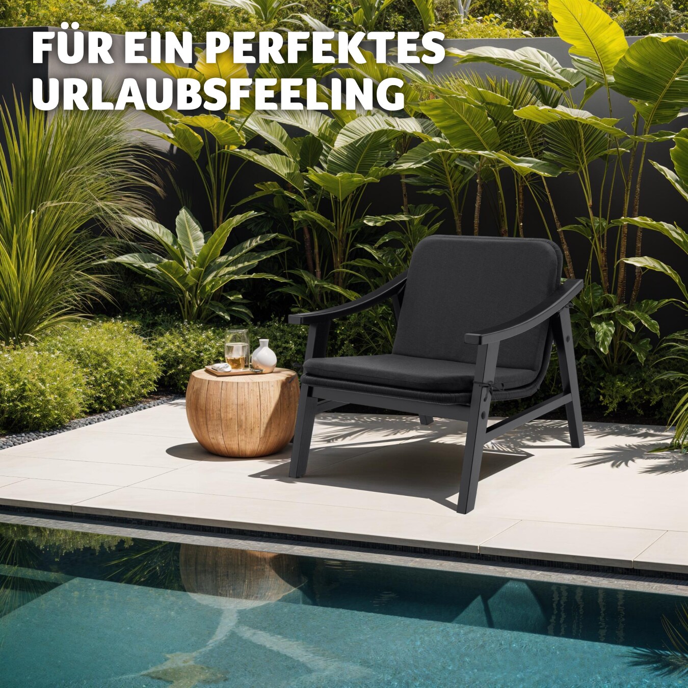 tectake® Rattan Stuhl, mit lackiertem Holzgestell, höhenverstellbare Füße, 69 x 76 x 69,5 cm