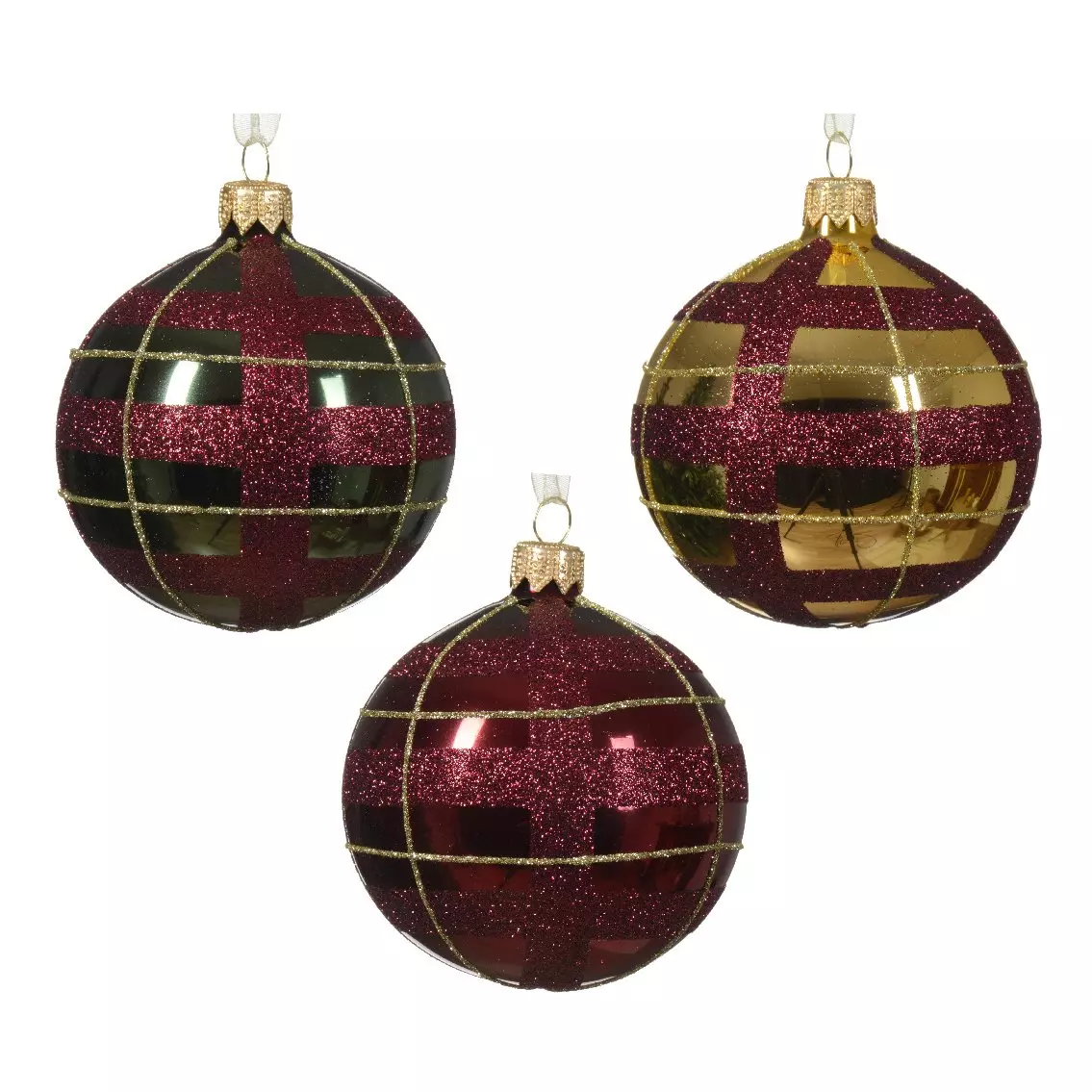 Lot de 6 boules de Noël (D80 mm) en verre Linéa Bordeaux