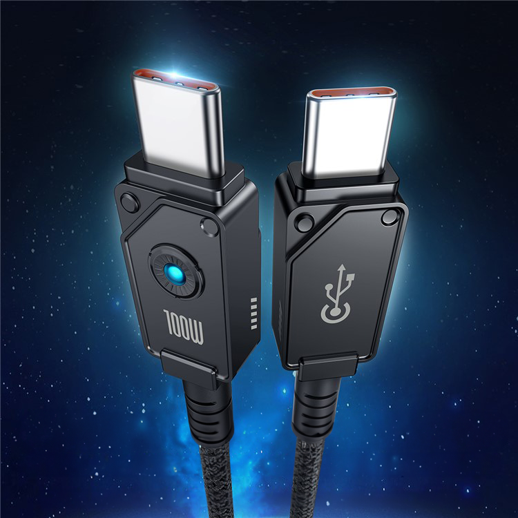 (1m) 100W USB C auf USB C Ladekabel Nylon Datenkabel - Schwarz