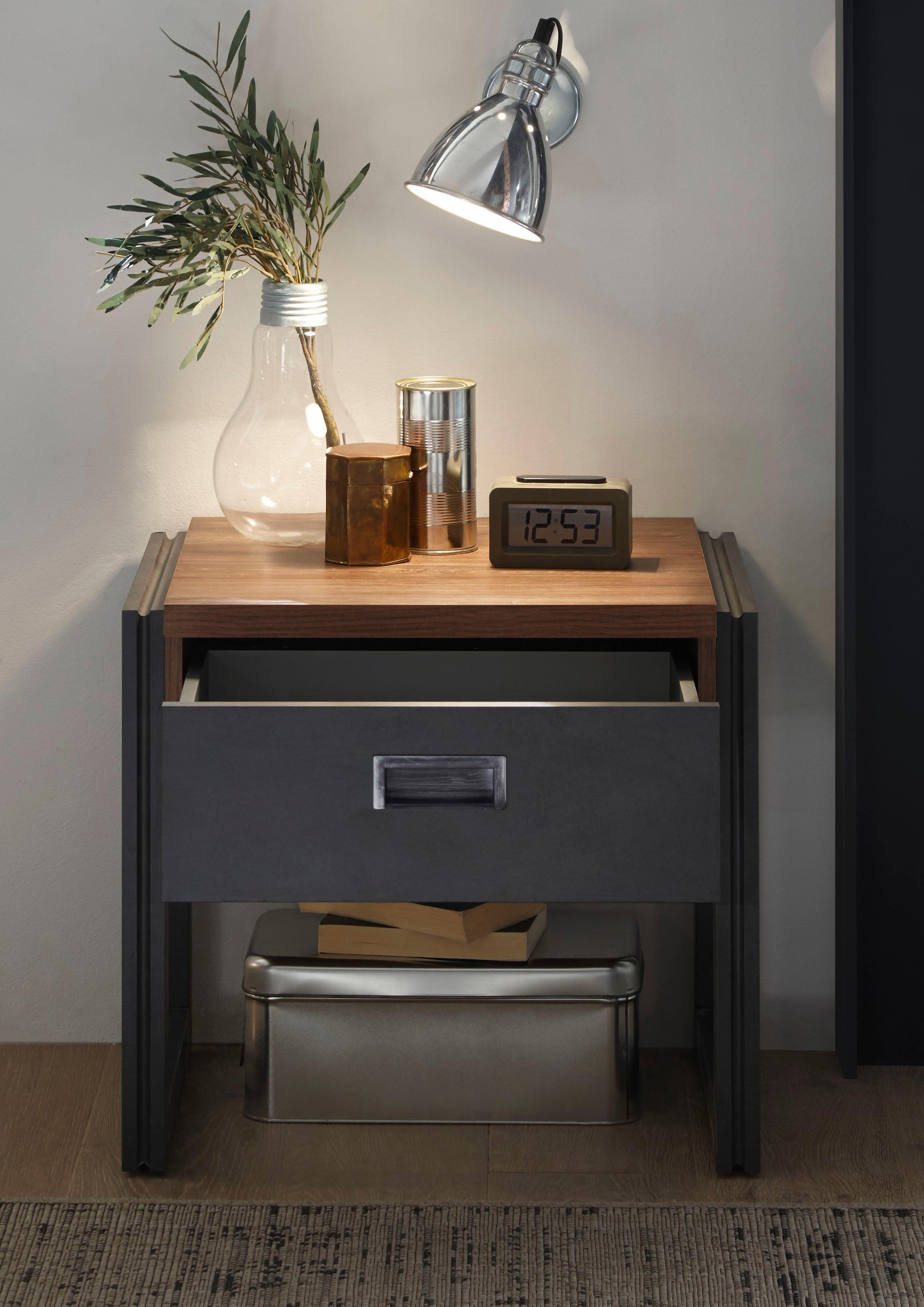 Home affaire Nachttisch Breite 55 cm, in angesagtem Industrial Look