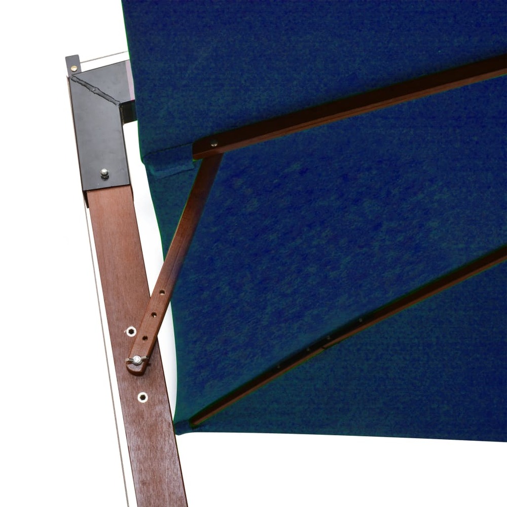 Parasol suspendu avec mât bleu azuré 3 x 3 m bois de sapin massif