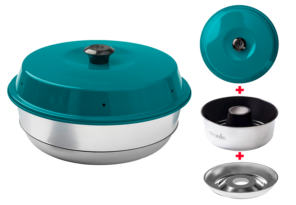 Omnia Campingbackofen Set 3-teilig mit Maxiform Antihaftbeschichtung 3 Liter Türkis