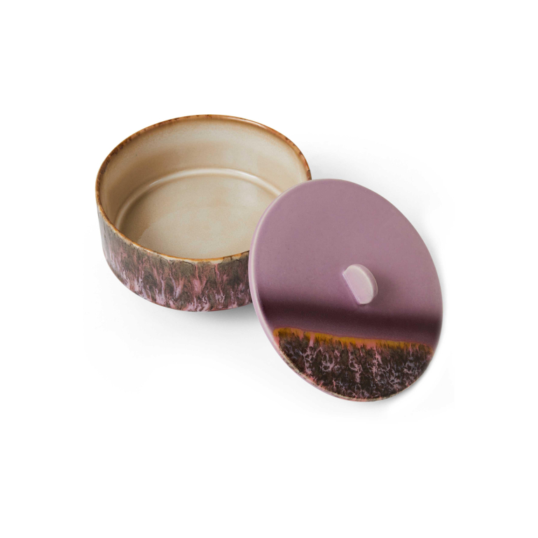 HKliving 70's Ceramic Bonbon voorraadpot op voet mauve