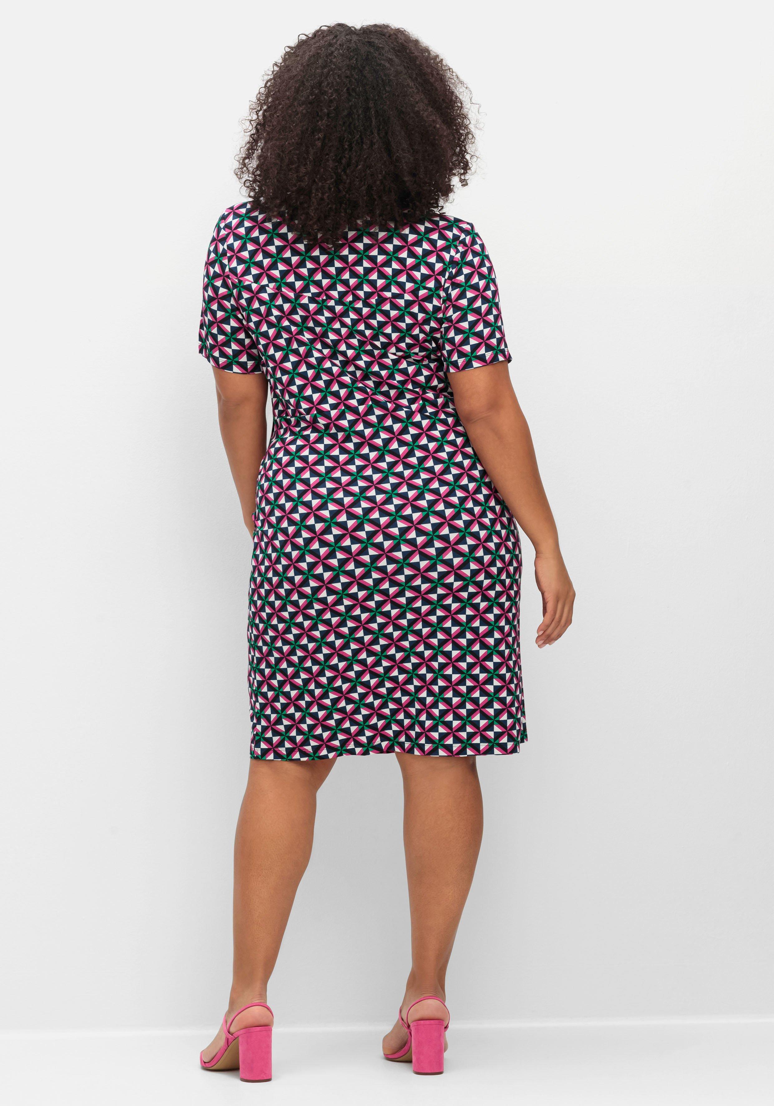 Jerseykleid in Wickeloptik, mit Alloverdruck