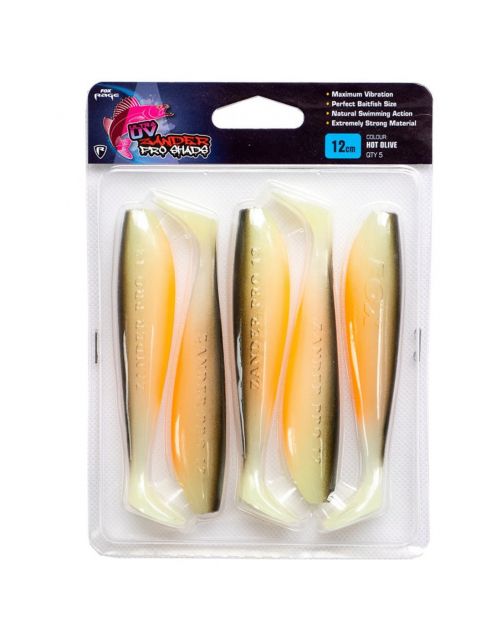 Fox Rage Zander Pro Ultra Uv 12cm\/4.75 Inch Uv Hot Olive X 5pc - Softbait -