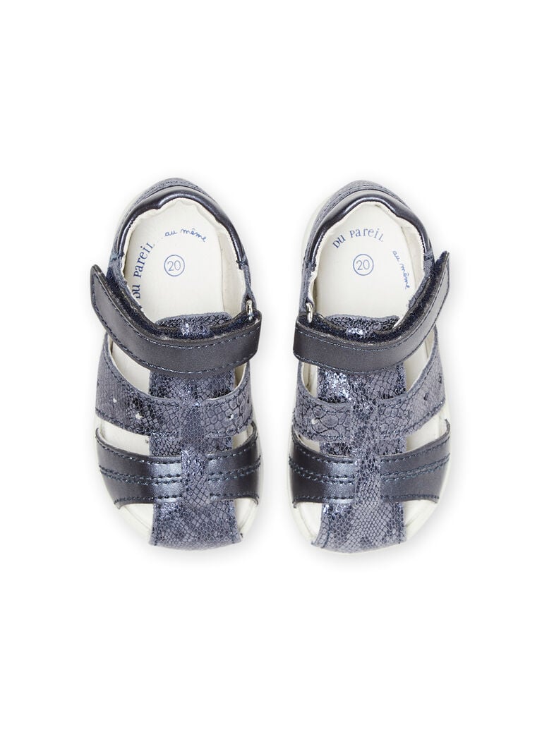 Sandales en cuir bleu marine bébé fille