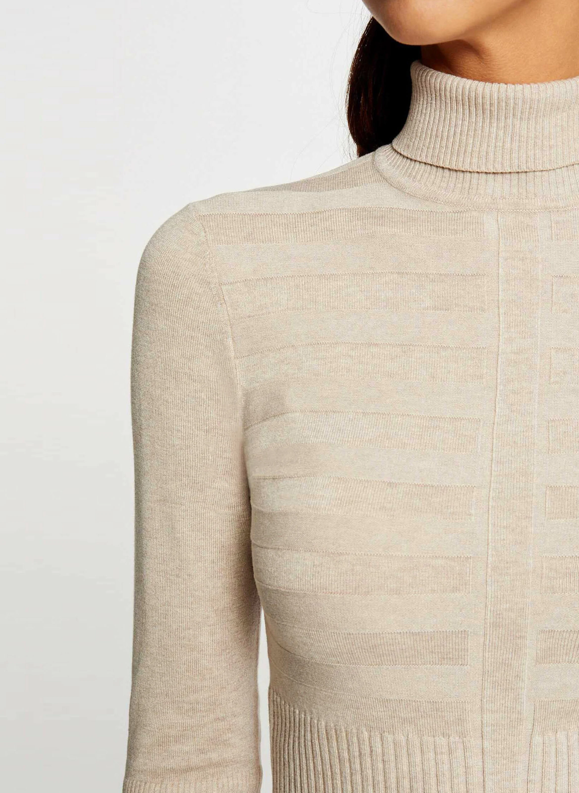 RMENTO.N - Robe courte ajustée en maille fine | Beige