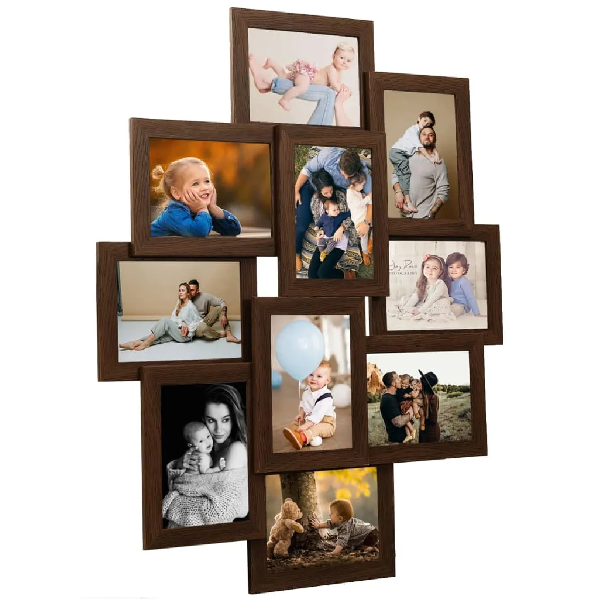 vidaXL Collage Cadres 10x(10x15) Marron