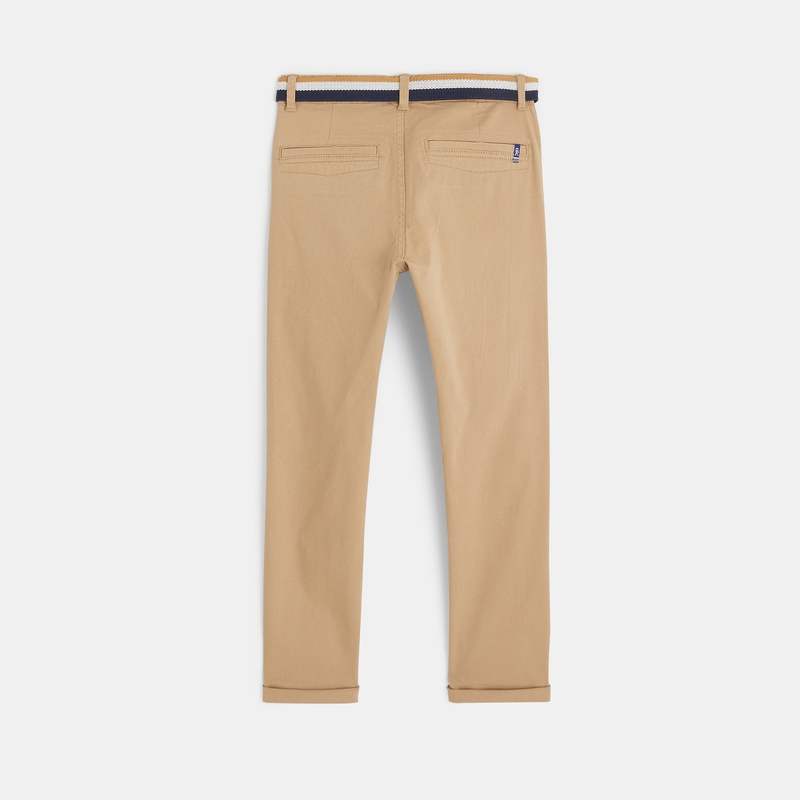 Pantalon chino ceinturé en toile beige garçon