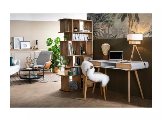 Bibliothèque séparateur d'espace en bois manguier massif L88 cm RUPAH