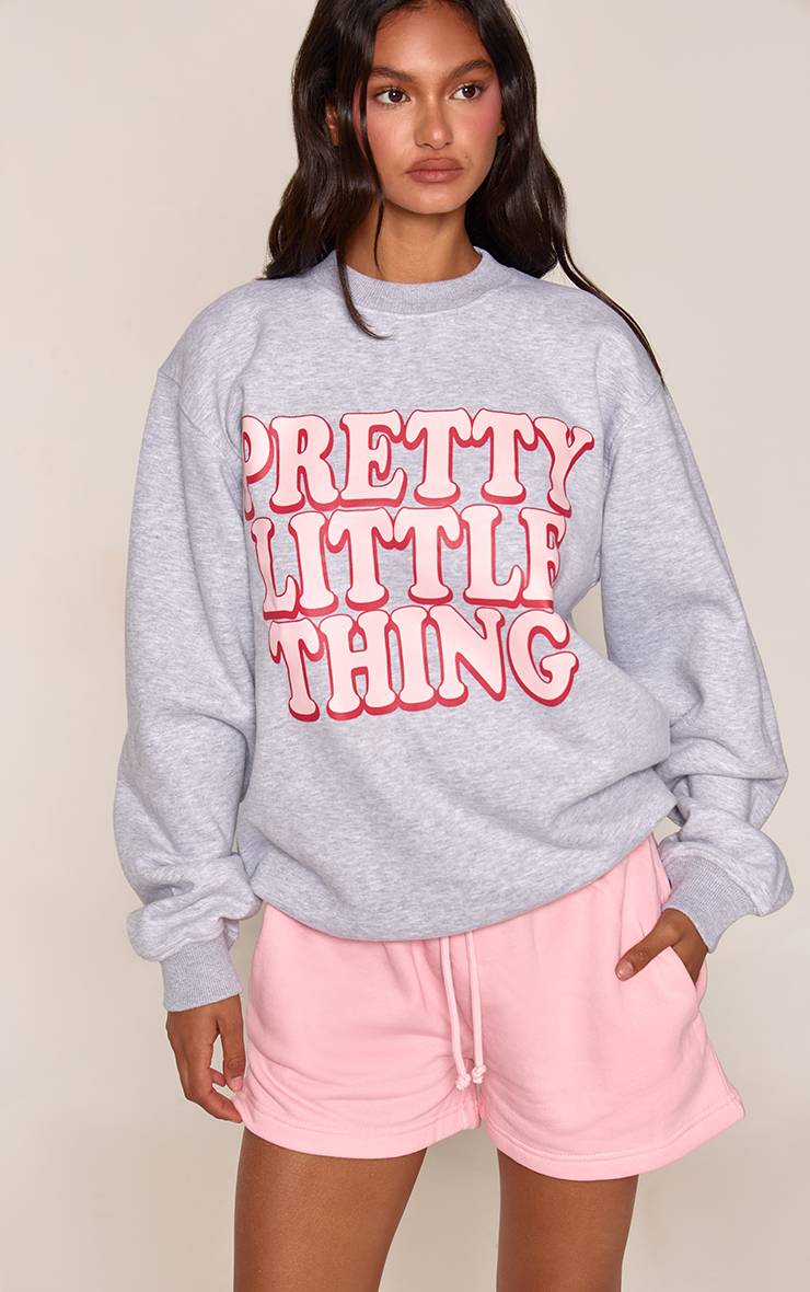 Gris Sweat-shirt À Enfiler Chiné Prettylittlething Imprimé