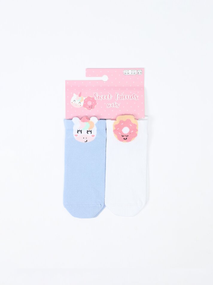 Pacote com 2 pares de meias divertidas - Cores variadas
