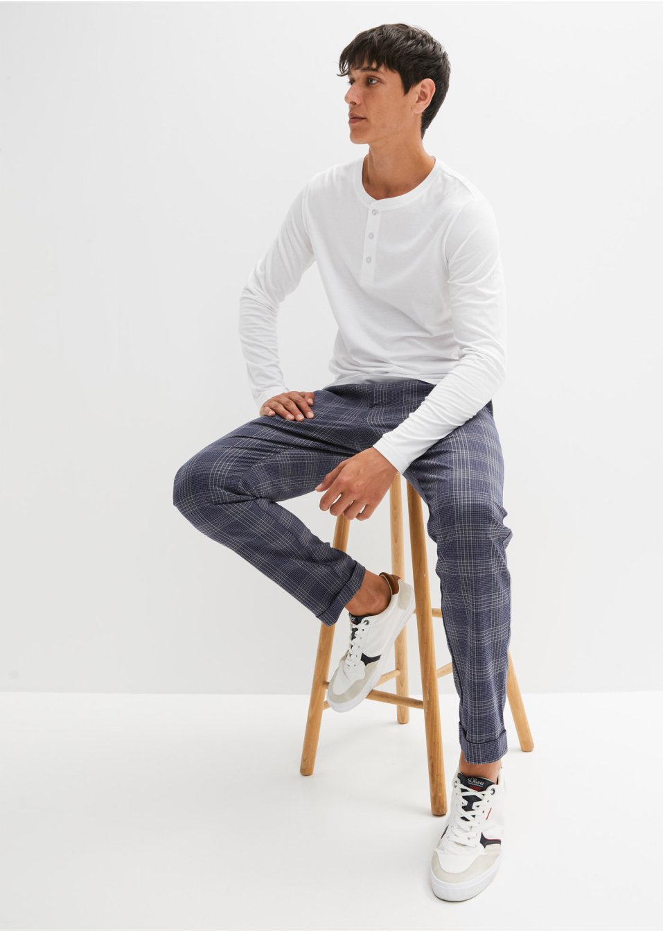 Lot de 2 T-shirts col Henley manches longues
