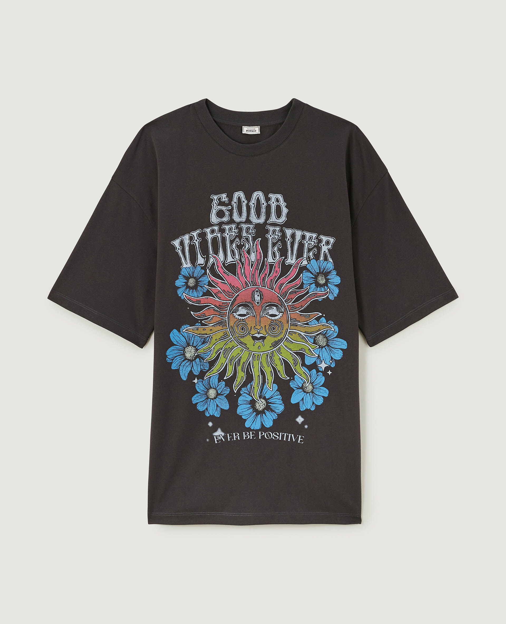 T-shirt oversize avec print - Gris foncé