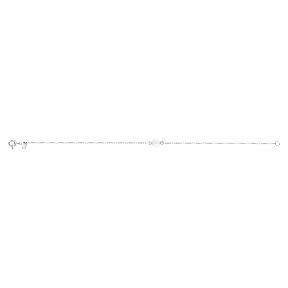 Bracelet argent 925 perle de culture zirconias 19 cm