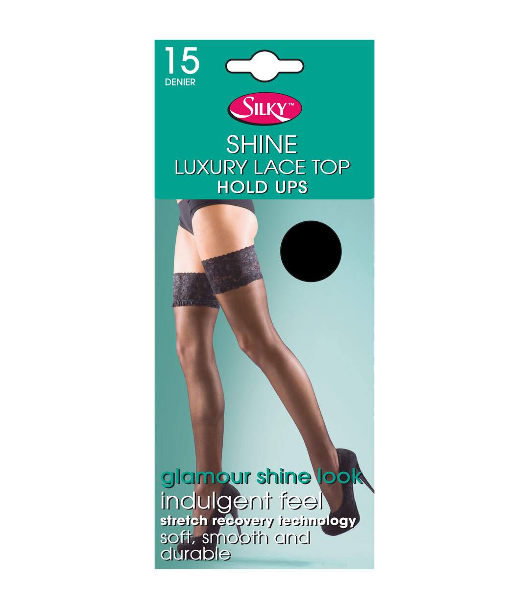 Silky Shine - Bas jarretière satinés (1 paire) - Femme (Noir opaque) - UTLW256