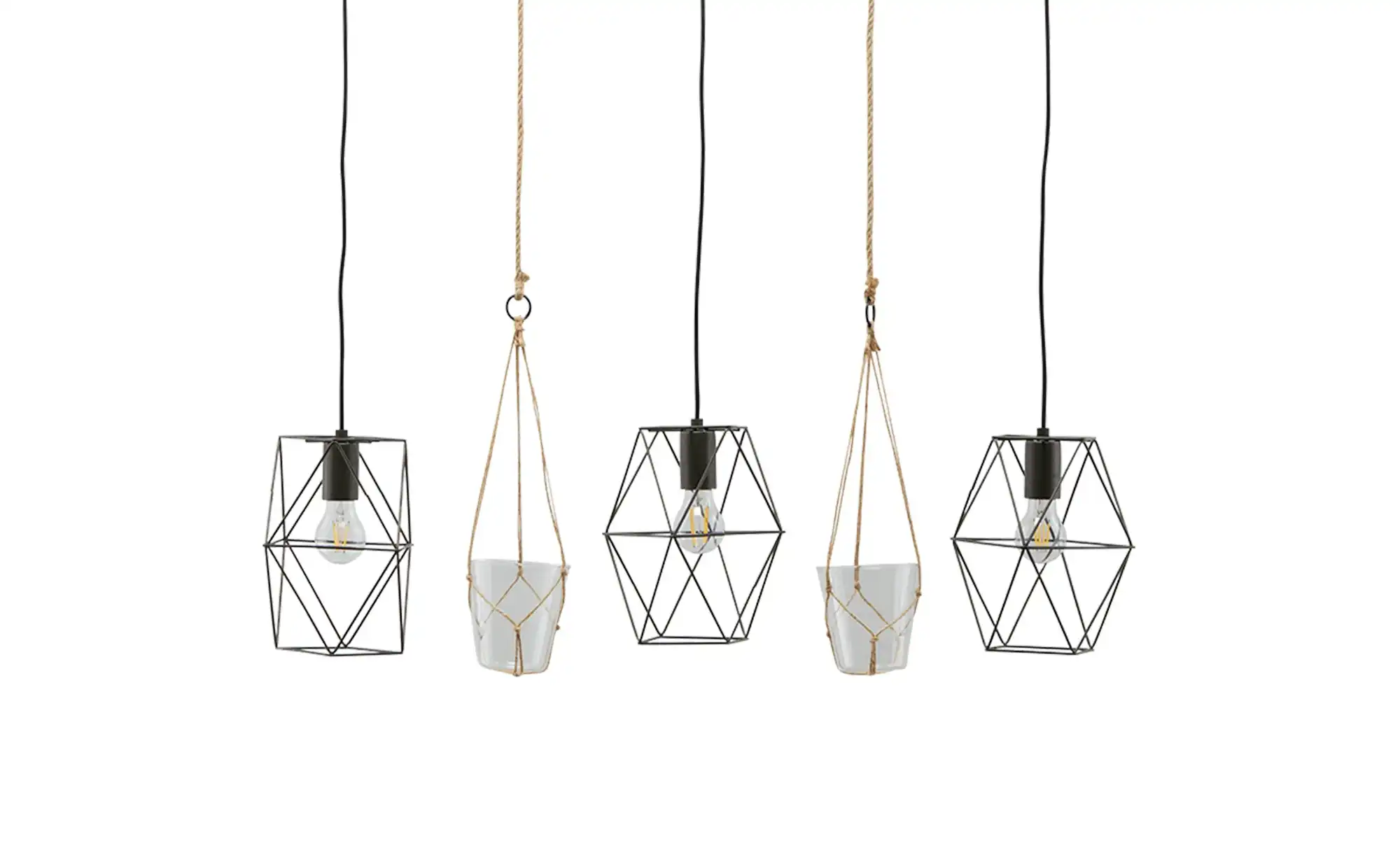 Trio Pendelleuchte, 3-flammig mit Vase