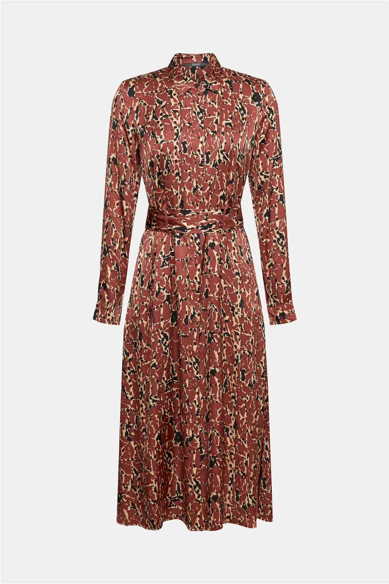 Vestido longo estampado - Estampa marrom