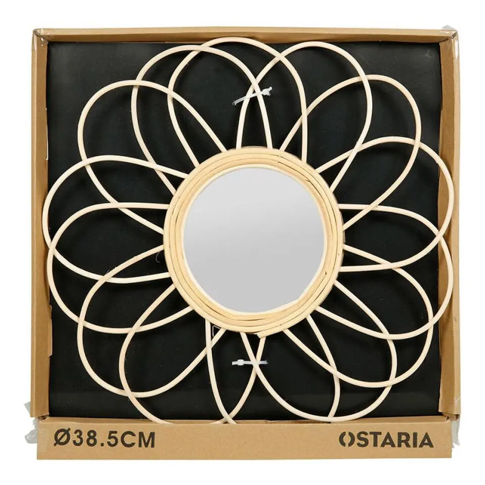 Ostaria Wandspiegel Daisy - bloem - rotan - D38,5 cm - boho