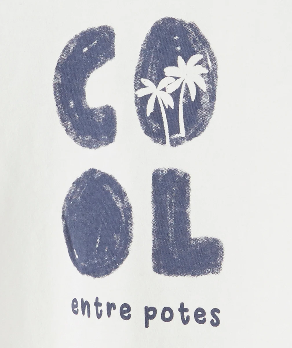 T-SHIRT BÉBÉ GARÇON BLANC EN FIBRES RECYCLÉES AVEC MESSAGE