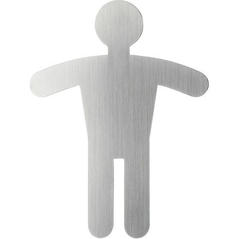 Pictogramme symbole - WC Homme - 90 x 120 mm - acier brossé