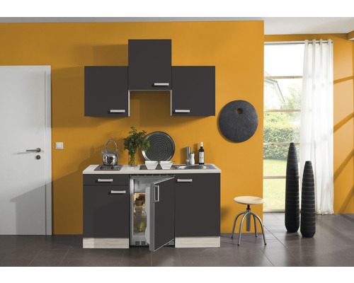 Optifit enkele keuken met apparatuur Faro220 150 cm antraciet mat gedemonteerde variant omkeerbaar KPFR 1500D-9+