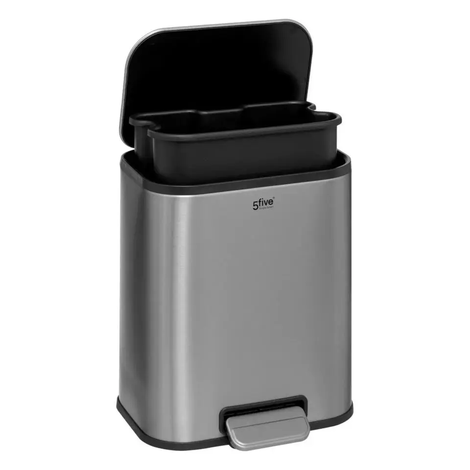 5Five Pedaalemmer Norvik - zilver - rvs - 5L - 24 x 20 x 28 cm