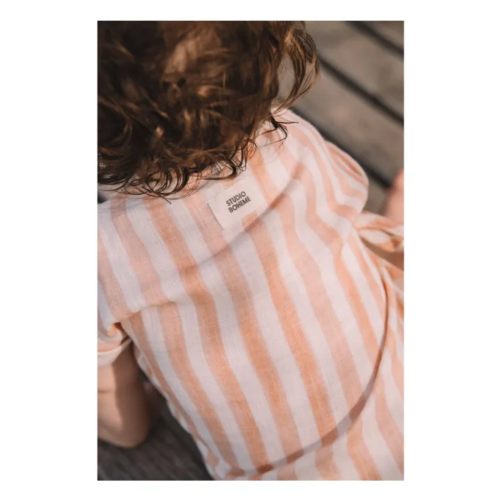 Studio Bohème Barboteuse Nuage Rayée | Vieux Rose
