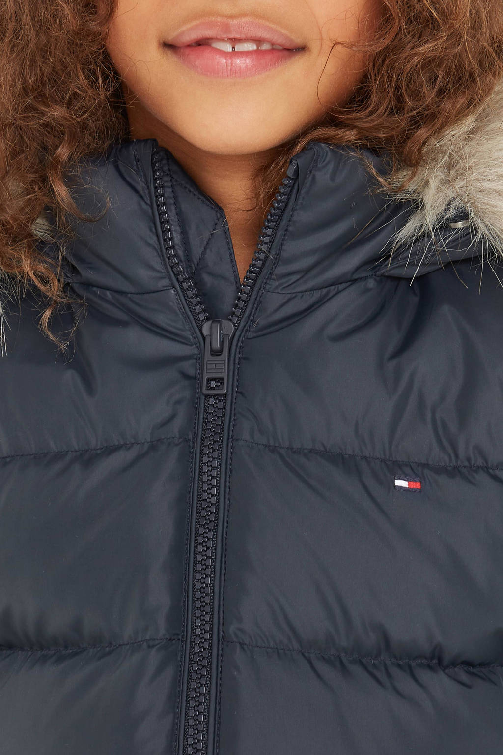 Tommy Hilfiger gewatteerde winterjas ESSENTIAL DOWN van polyester donkerblauw