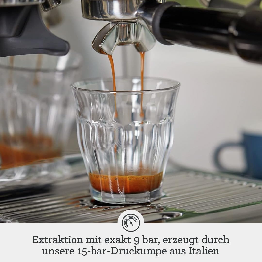 Sage - The Barista Express - Kaffeemaschine mit manuellem Milchaufschäumer & Mahlwerk - Automatisches Mahlen, individueller Milchschaum - Milchkännchen mit Temperaturkontrolle - Schwarzer Trüffel