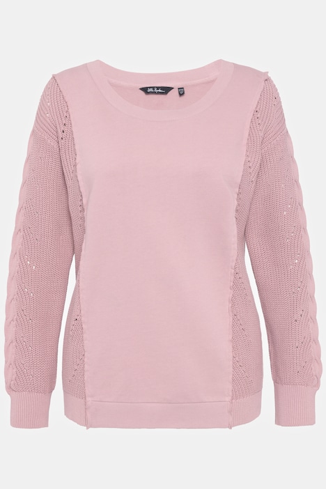 Sweatshirt, Strickeinsatz, Classic, Rundhals, Langarm