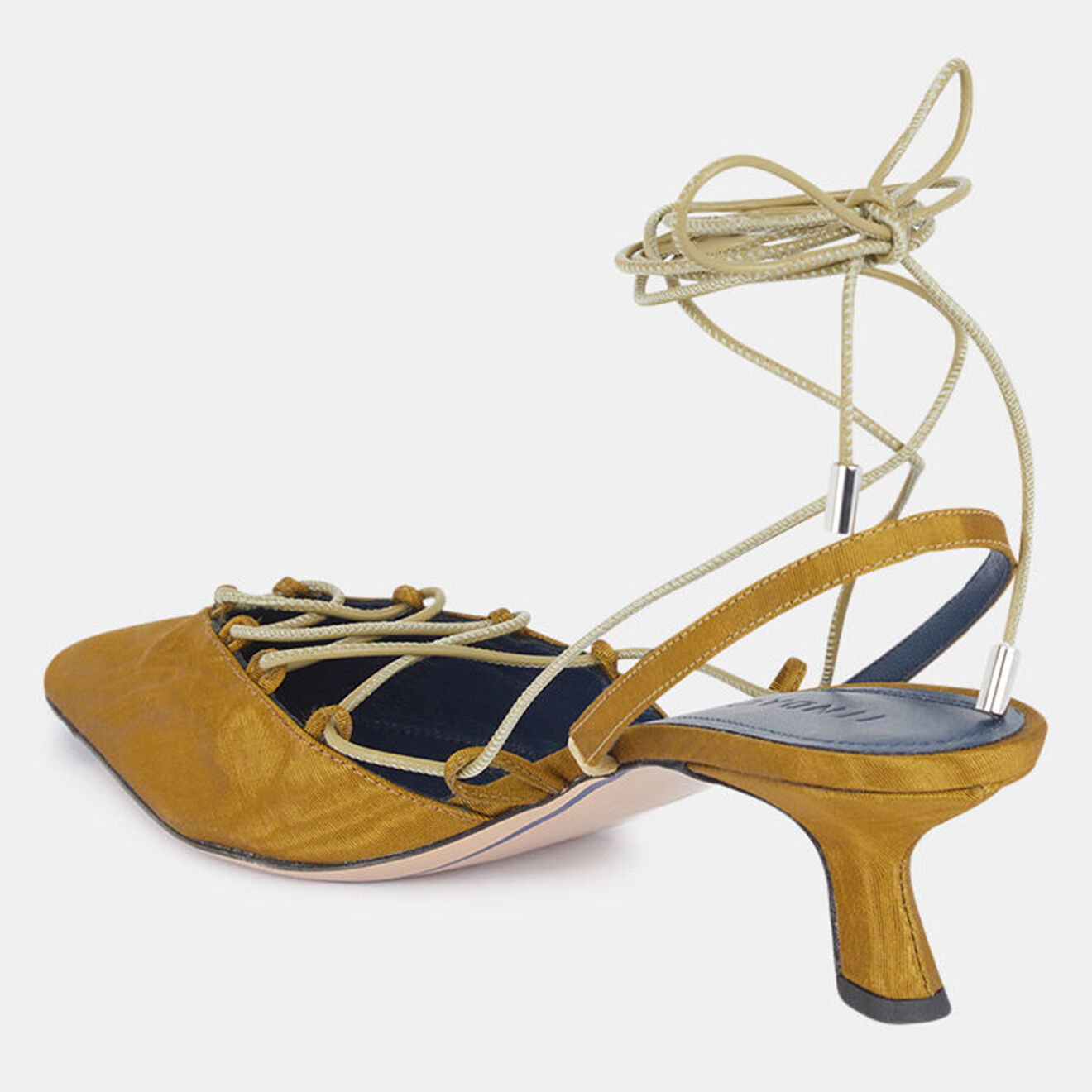 Iindaco Slingbacks Pointu Talon Lacets dorées - Talon 5 cm