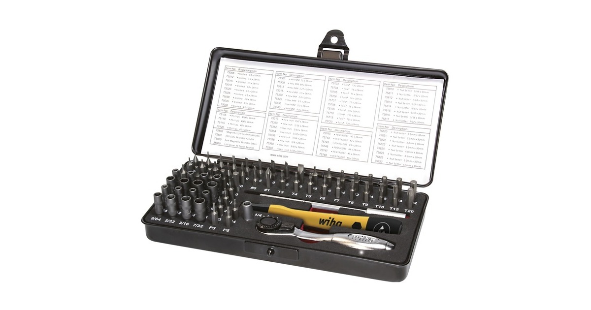 WihaMicroBit-set ESD bitset  (Zwart/geel, 66-delig incl. box)