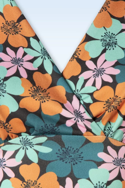 Vintage Chic for Topvintage Maddison floral swing jurk in aqua en multi