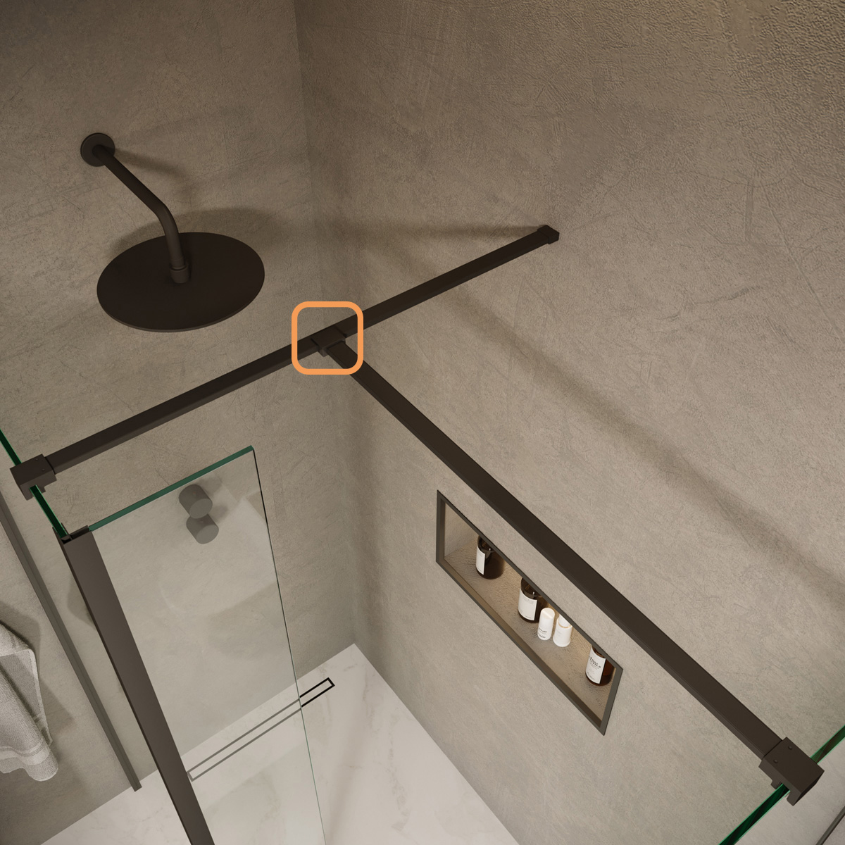 Saniclear Redro glas plafond bevestiging zwart