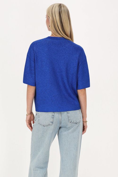 Blauw oversized T-shirt met lurex