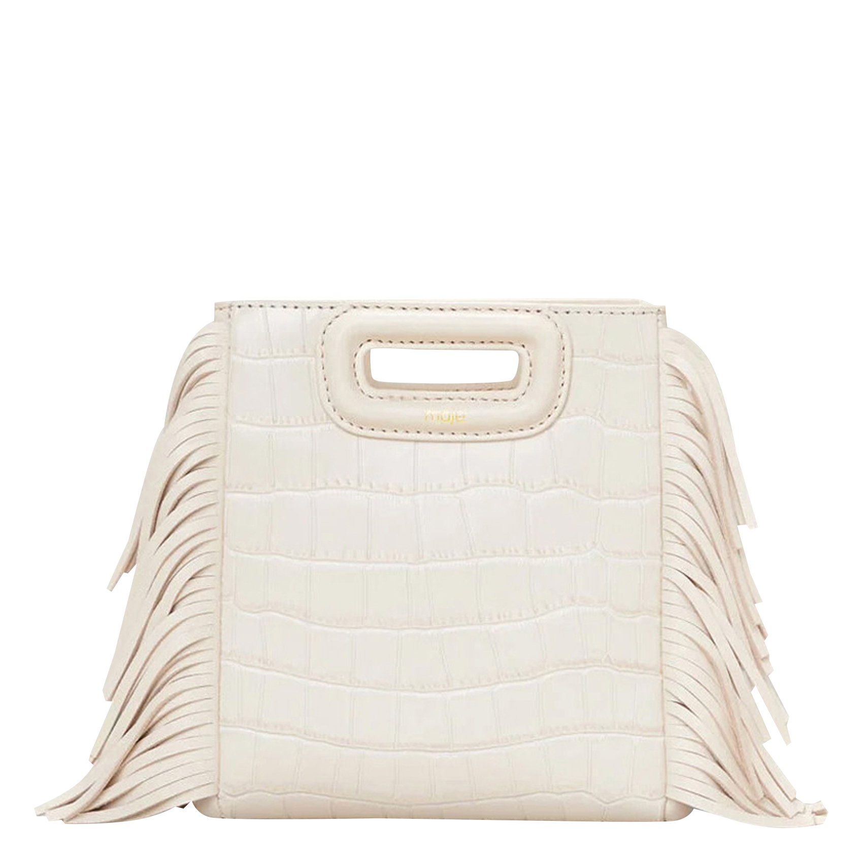 M MINI - Sac bandoulière en cuir embossé croco | Blanc