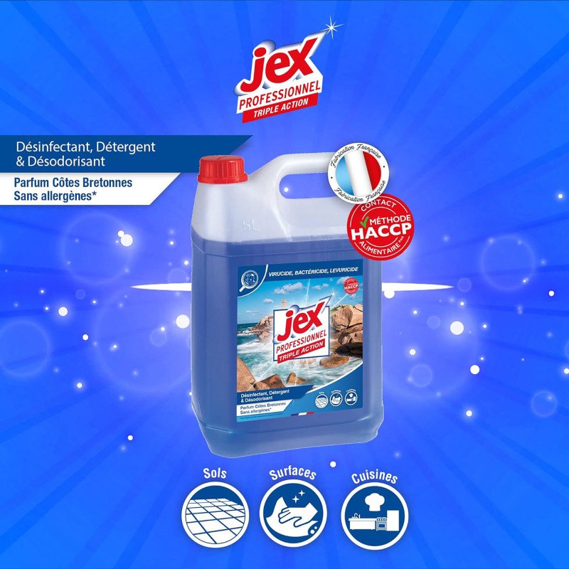 Nettoyant désinfectant Jex professionnel Triple Action Côtes bretonnes - Bidon de 5 L