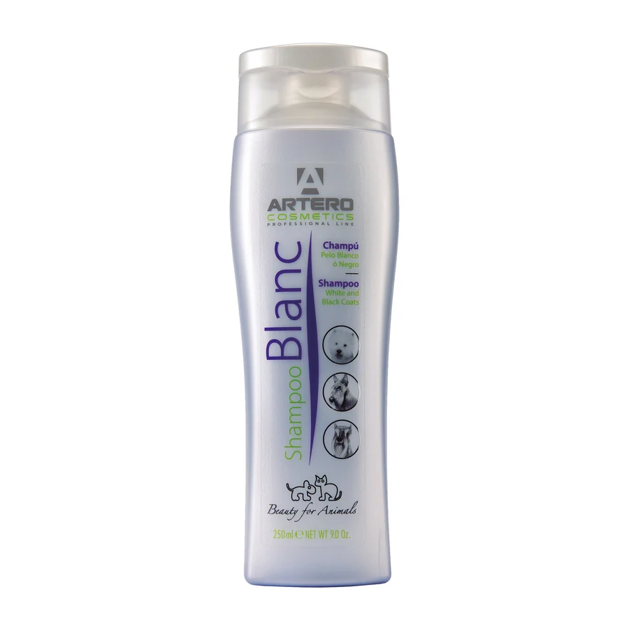 Shampoo Artero Blanc para pelos brancos em cães e gatos.