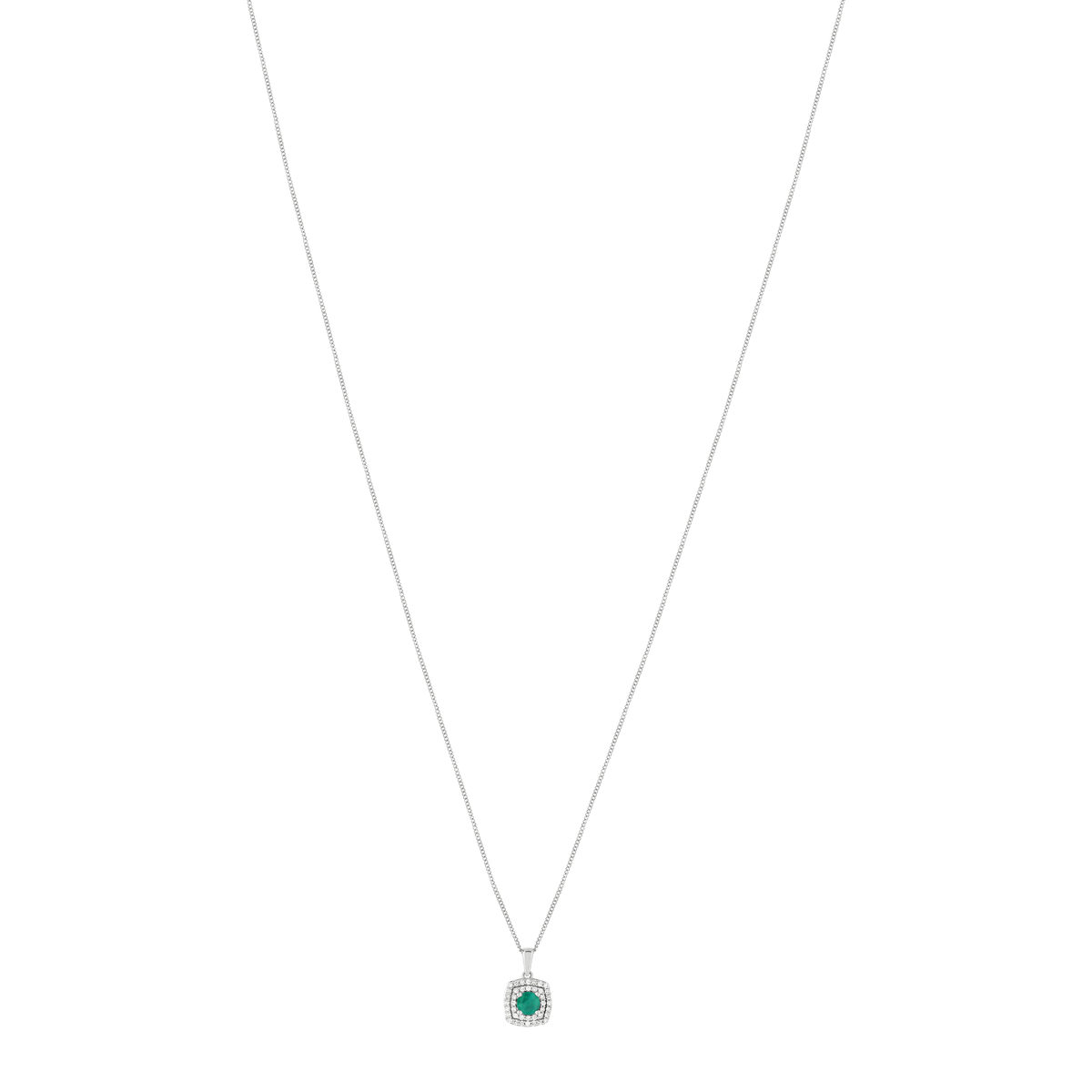 Collier MATY Or 750 blanc Emeraude et Diamants