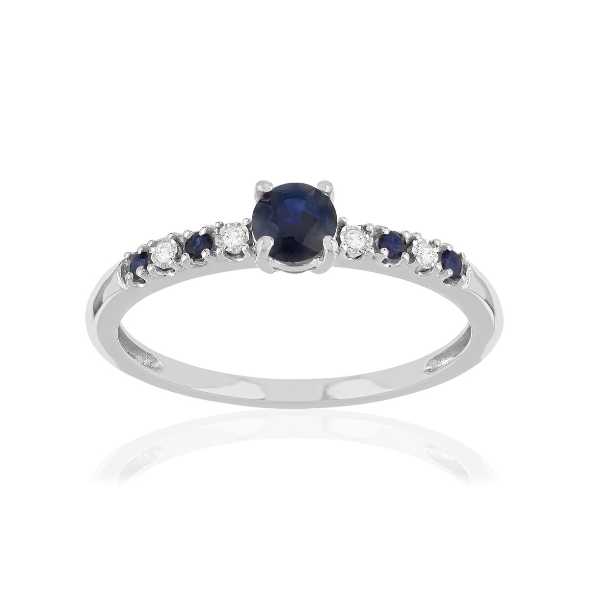 Bague or 375 blanc saphirs
