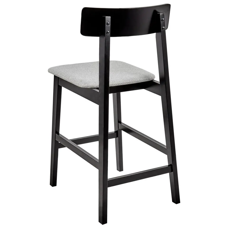 ISANTI - Barkruk set van 2 - Grijs/Zwart - Rubberhout