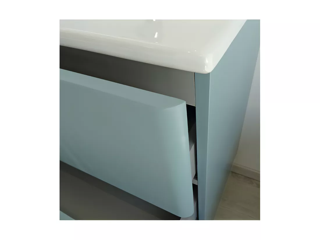 Meuble double vasque 3 tiroirs 120 cm Vert - KIJANI - L 121 x l 46.5 x H 86.5 cm