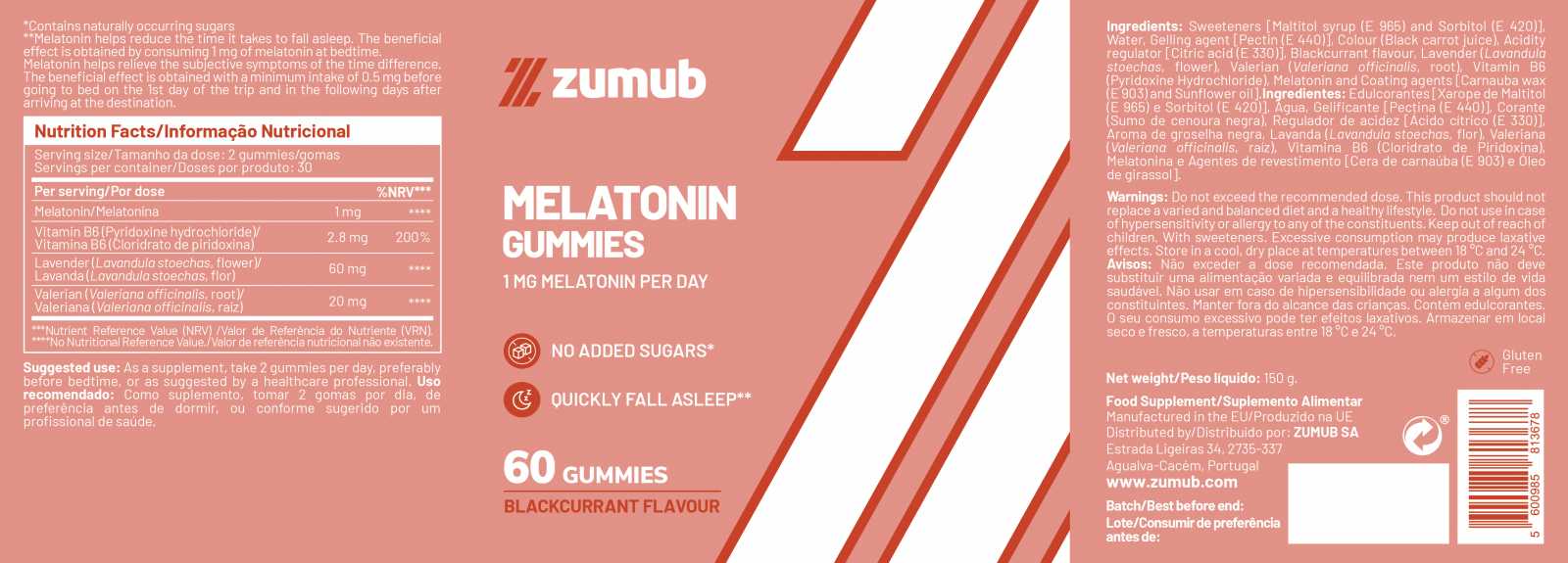 Zumub Melatonina 60 Gomas