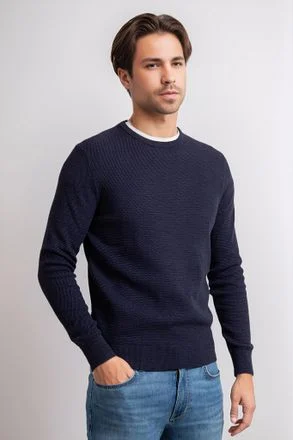 Suitable Trui Structure Slub Navy PU-O-SLUB-25.02 FCD 32042 navy kopen