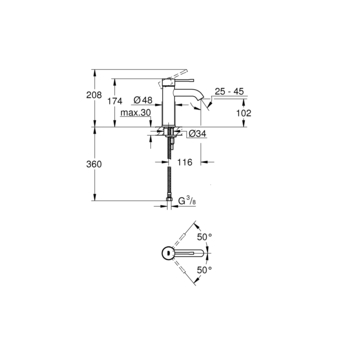 Grohe Wastafelkraan Essence New S Grafiet