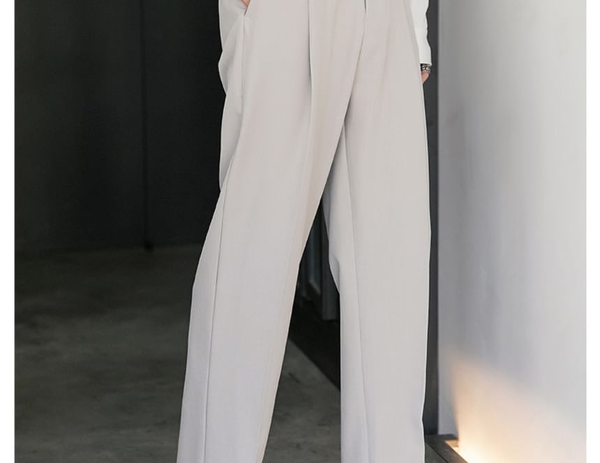 CHIC ERRO - Hoge taille effen rechte broek