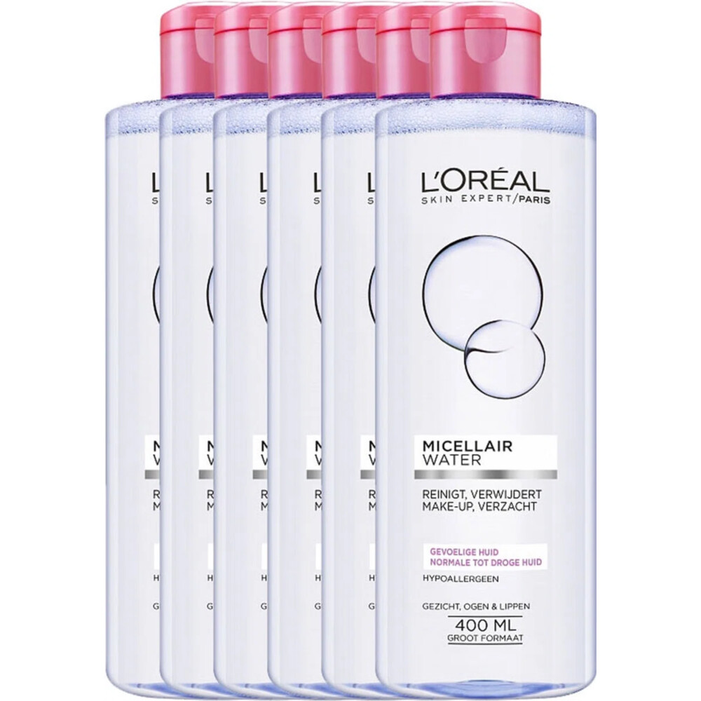 6x L'Oréal Skin Expert Micellair Water Droge en Gevoelige Huid400 ml