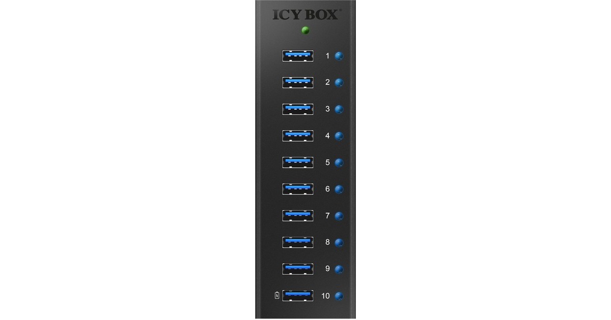 ICY BOXIB-AC6110 usb-hub  (Zwart, 10x USB 3.0 Poorten)